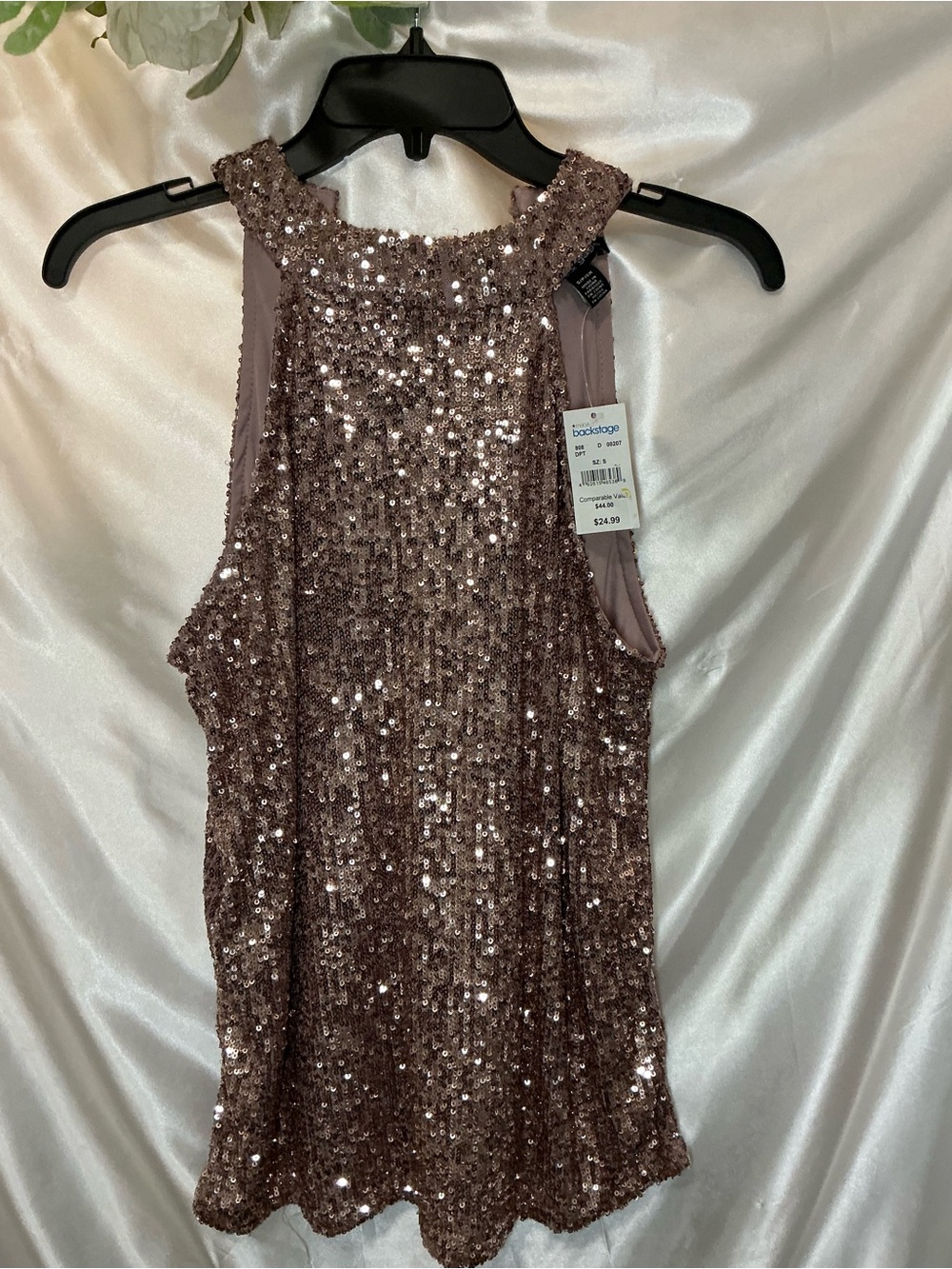 NWT Cable & Gauge Rose Taupe Sequin Halter Camisole
